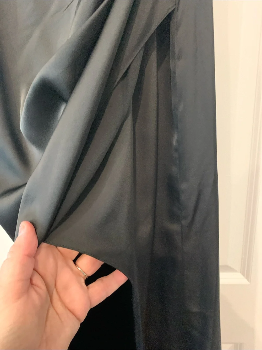 Azazie strapless Black Evening Gown - Classic column satin with split 6